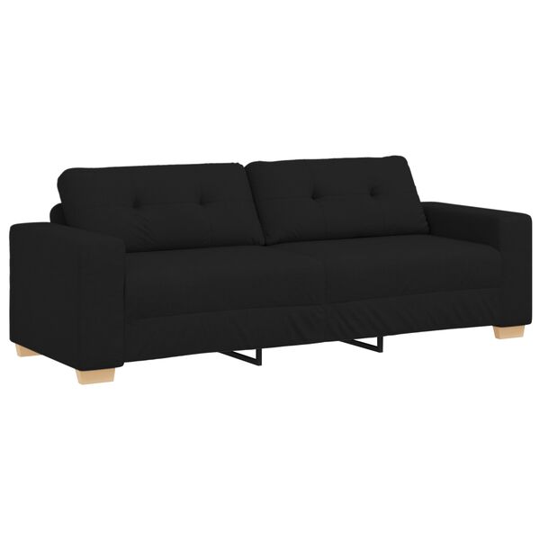 vidaXL Σετ Καναπέ με μαξιλάρι με μαξιλάρι 3 pcs Μαύρο ύφασμα