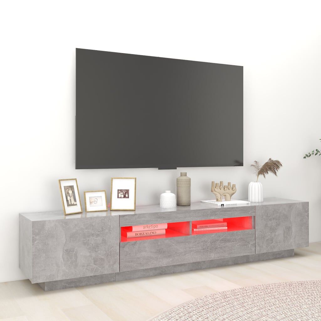 vidaXL Έπιπλο Τηλεόρασης με LED Γκρι Σκυροδέματος 200 x 35 x 40 εκ.
