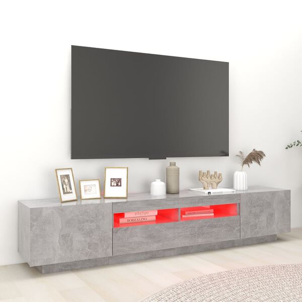 vidaXL Έπιπλο Τηλεόρασης με LED Γκρι Σκυροδέματος 200 x 35 x 40 εκ.