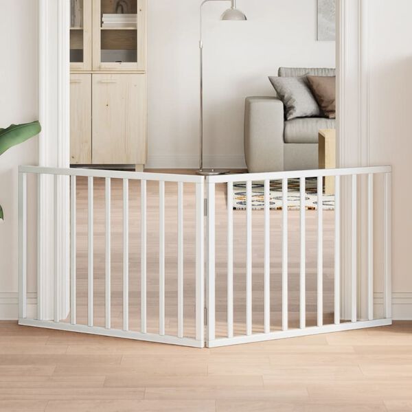 vidaXL Πόρτα Σκύλου Πτυσσόμενη 2 Πάνελ Λευκή 160 εκ. από Ξύλο Λεύκας