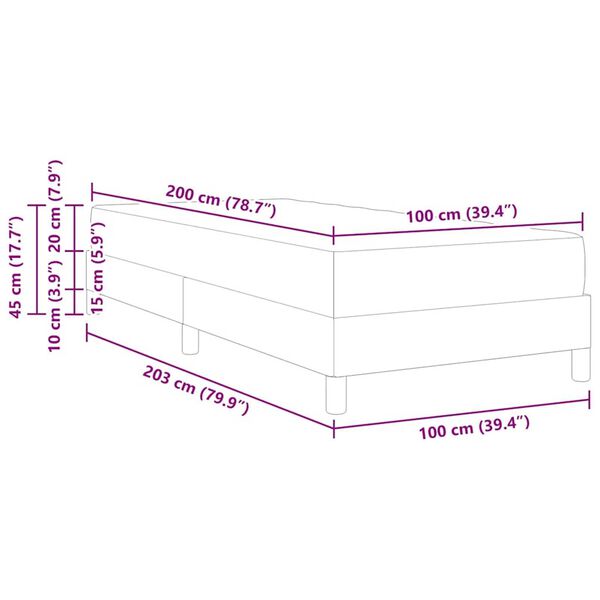 vidaXL Κρεβάτι box spring με στρώμα Μαύρο 100 x 200 cm Βελούδο