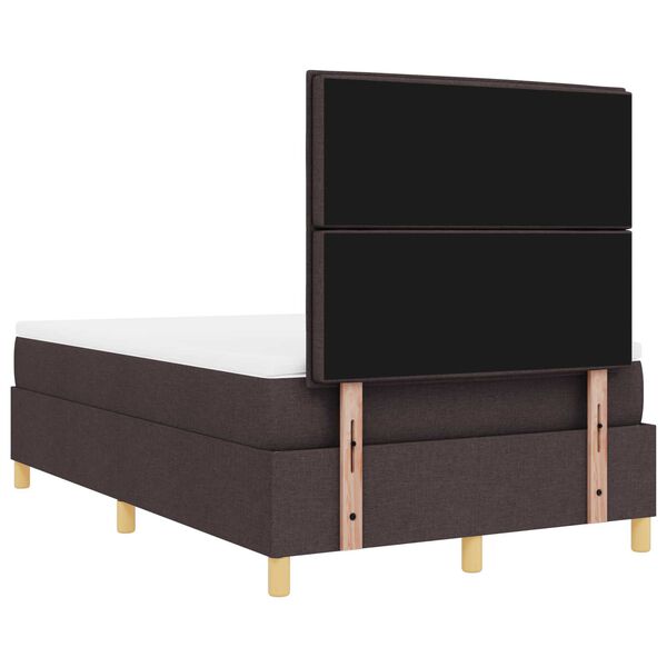 vidaXL Κρεβάτι Box Spring με Στρώμα & LED Σκούρο Καφέ 120x200 εκ Ύφασμα