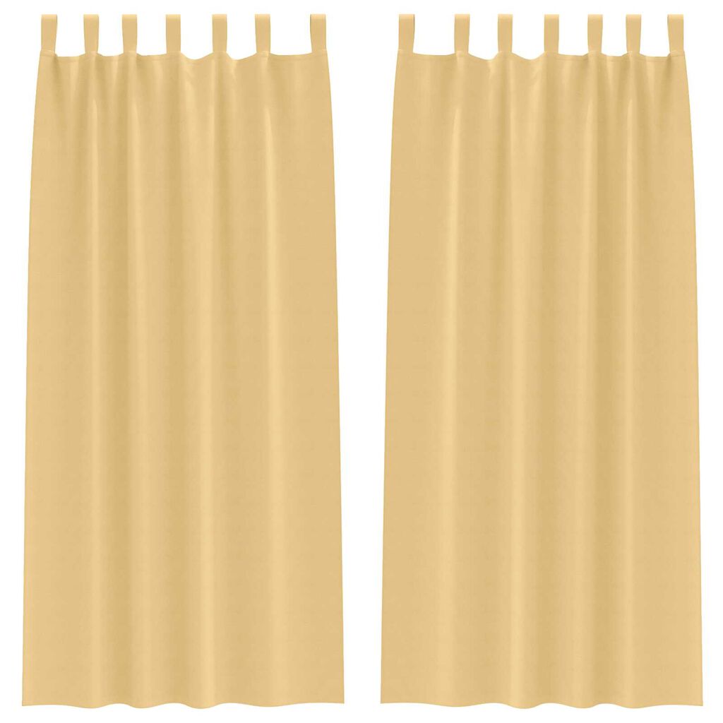vidaXL Κουρτίνες με κουρτίνες 2 pcs Μπεζ 245 x 140 εκ. Πολυεστέρας