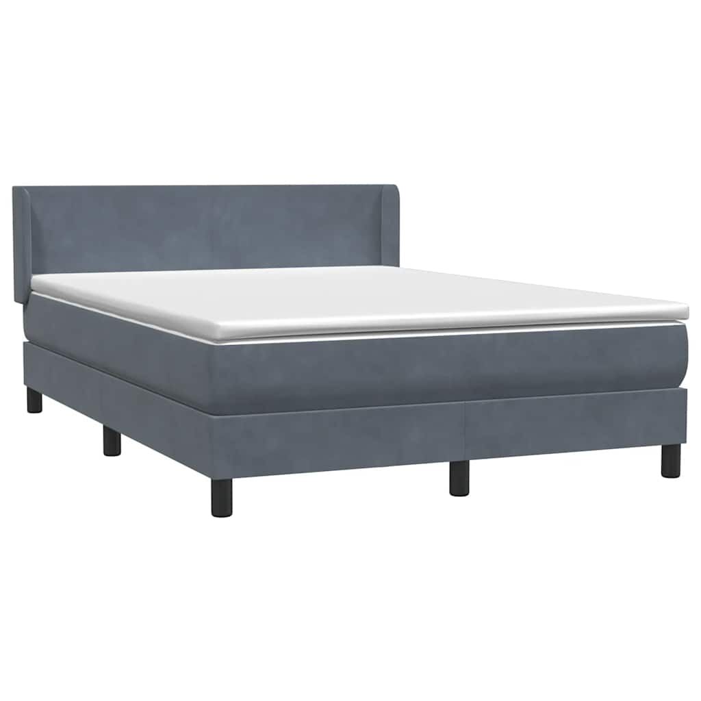 vidaXL Κρεβάτι Boxspring με Στρώμα Σκούρο Γκρι 140x210 εκ. Βελούδινο