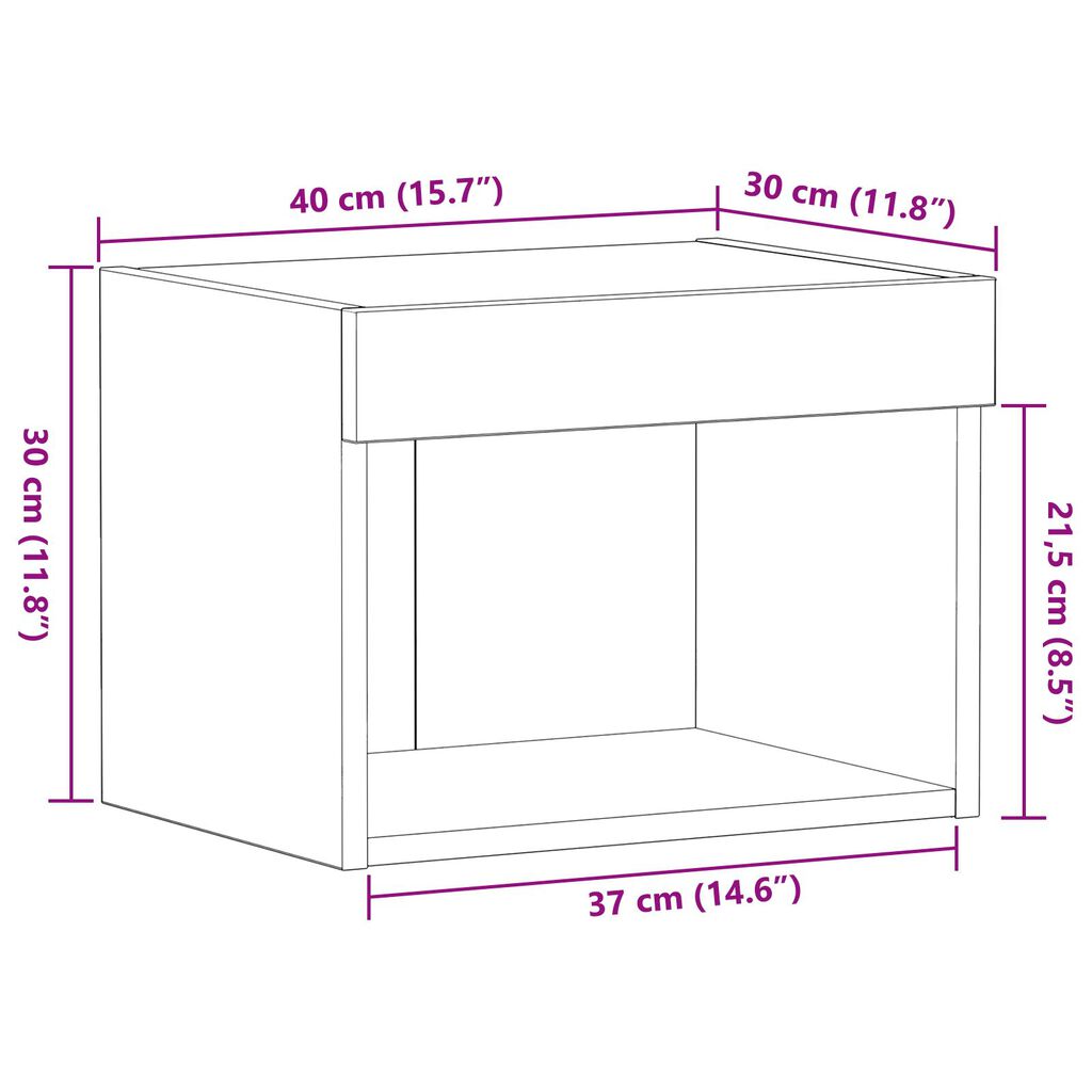 vidaXL Ντουλάπι Τοίχου με LED Φώτα Ξύλο Artisan 40x30x30 εκ.