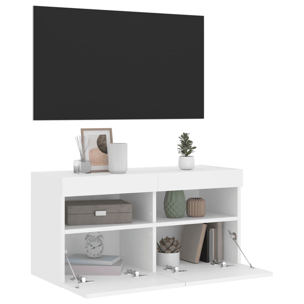 vidaXL Έπιπλο Τοίχου Τηλεόρασης με LED Λευκό 80x30x40 εκ.