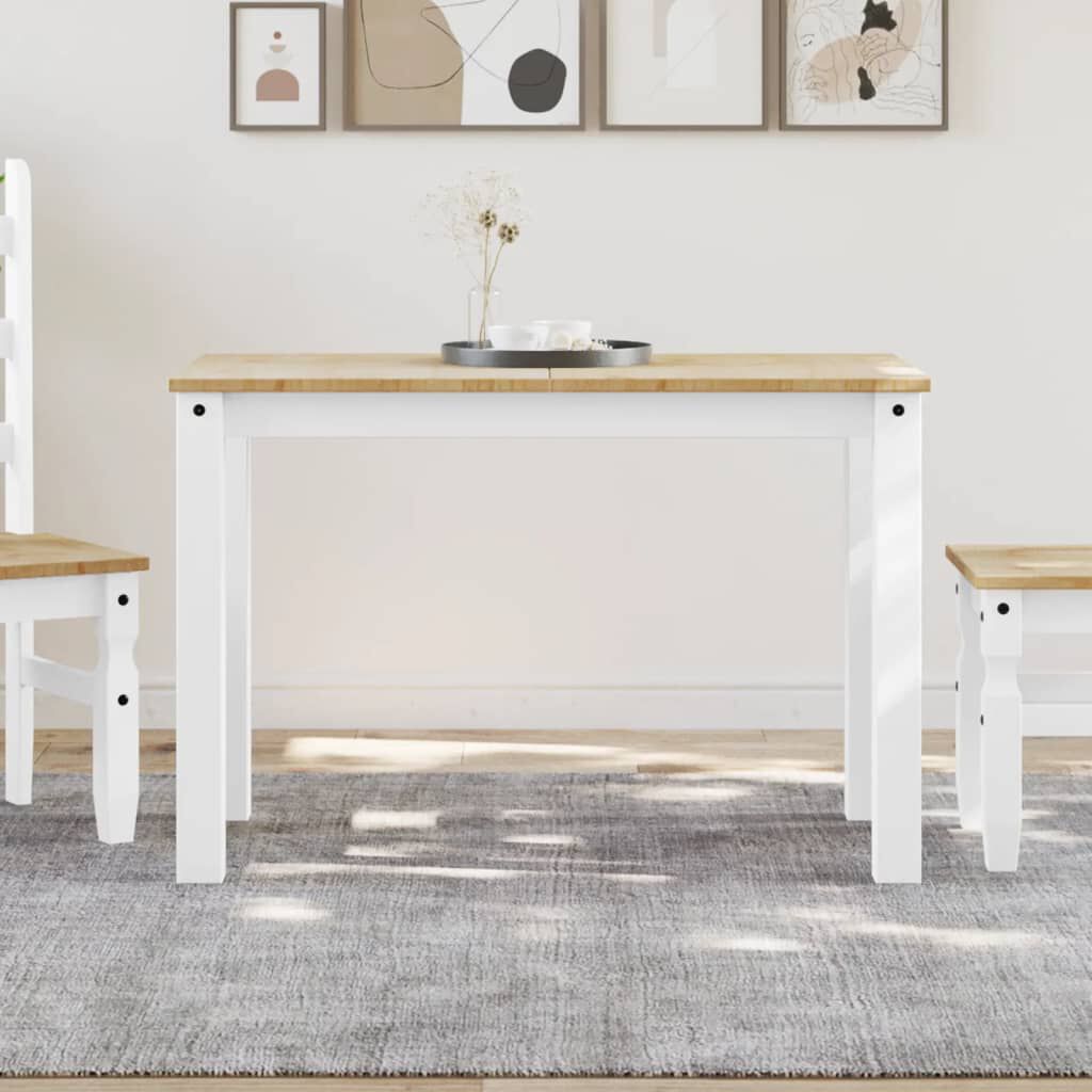vidaXL Τραπεζαρία Panama Λευκό 117 x 60 x 75 εκ. από Μασίφ Ξύλο Πεύκου
