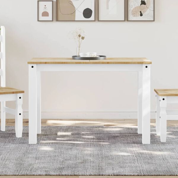 vidaXL Τραπεζαρία Panama Λευκό 117 x 60 x 75 εκ. από Μασίφ Ξύλο Πεύκου
