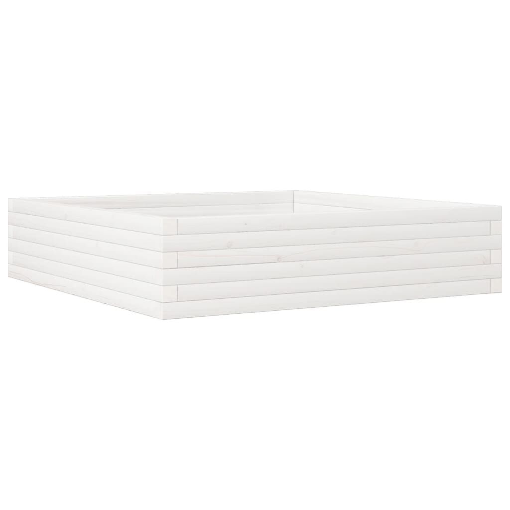 vidaXL Ζαρντινιέρα Κήπου Λευκή 100x100x23 εκ. από Μασίφ Ξύλο Πεύκου