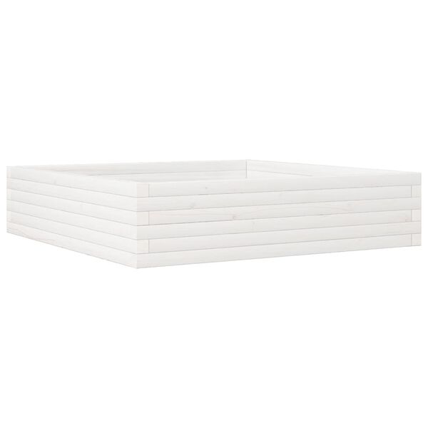 vidaXL Ζαρντινιέρα Κήπου Λευκή 100x100x23 εκ. από Μασίφ Ξύλο Πεύκου
