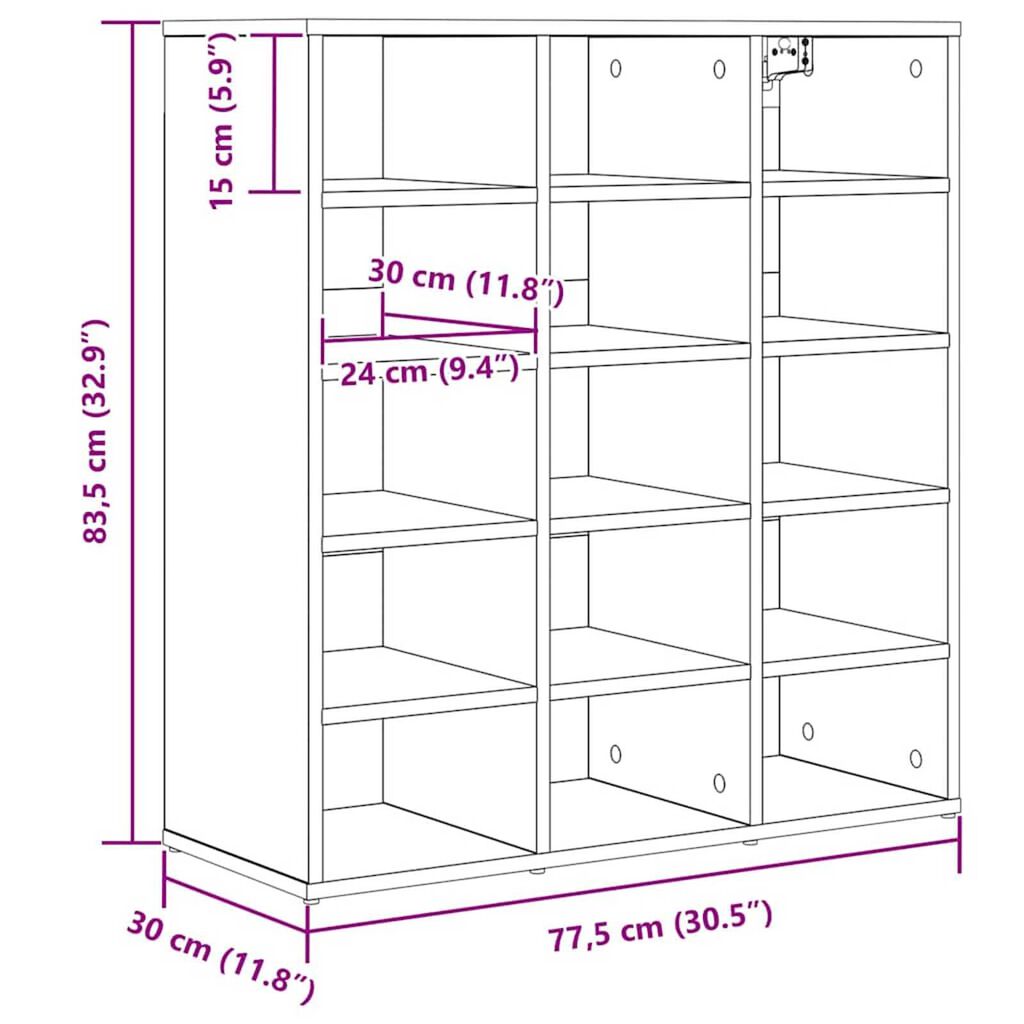 vidaXL Ντουλάπα Παπουτσιών με ράφι Λευκό 77.5 x 30 x 83.5 εκ.