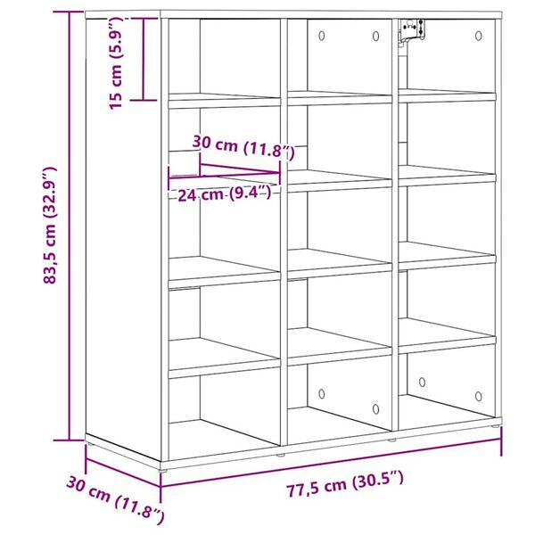 vidaXL Ντουλάπα Παπουτσιών με ράφι Λευκό 77.5 x 30 x 83.5 εκ.