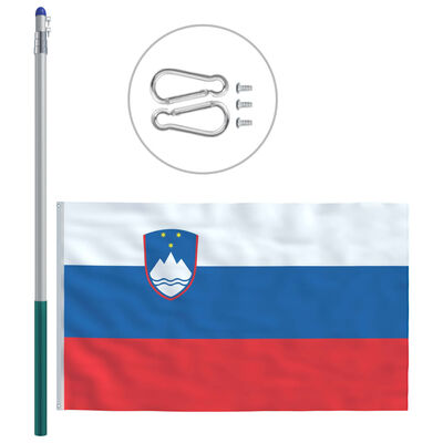 vidaXL Σημαία Σλοβενίας 6 μ. με Ιστό Αλουμινίου