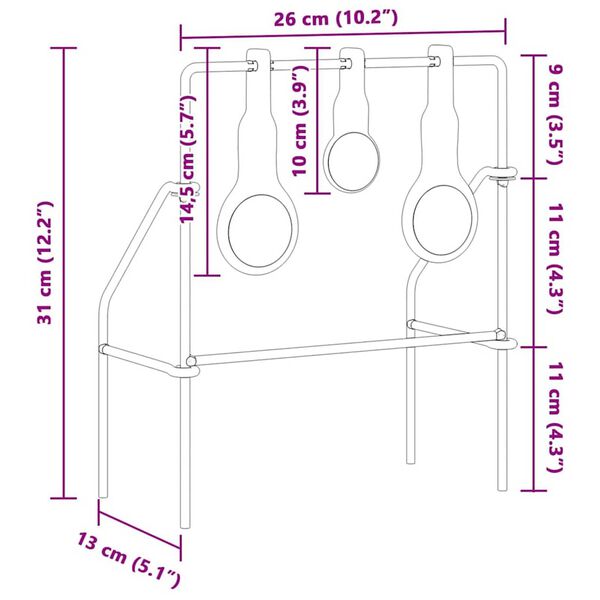 vidaXL Στόχος επαναφοράς Μαύρο 26 x 13 x 31 εκ. Ατσάλι