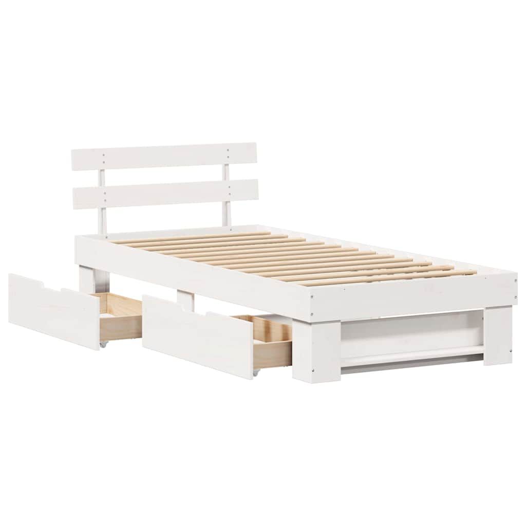 vidaXL Σκελετός Κρεβατιού Λευκό 75 x 190 cm Μασίφ ξύλο πεύκου