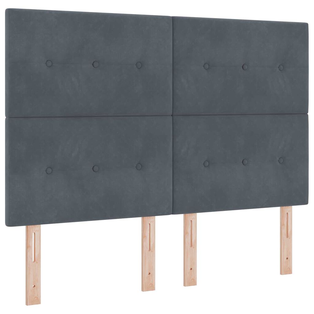 vidaXL Κρεβάτι Box Spring με Στρώμα Σκούρο Γκρί 160x200 εκ Βελούδο