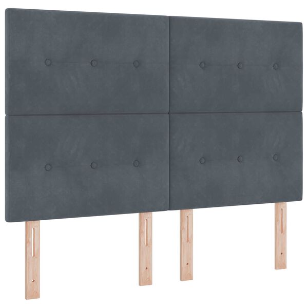 vidaXL Κρεβάτι Box Spring με Στρώμα Σκούρο Γκρί 160x200 εκ Βελούδο