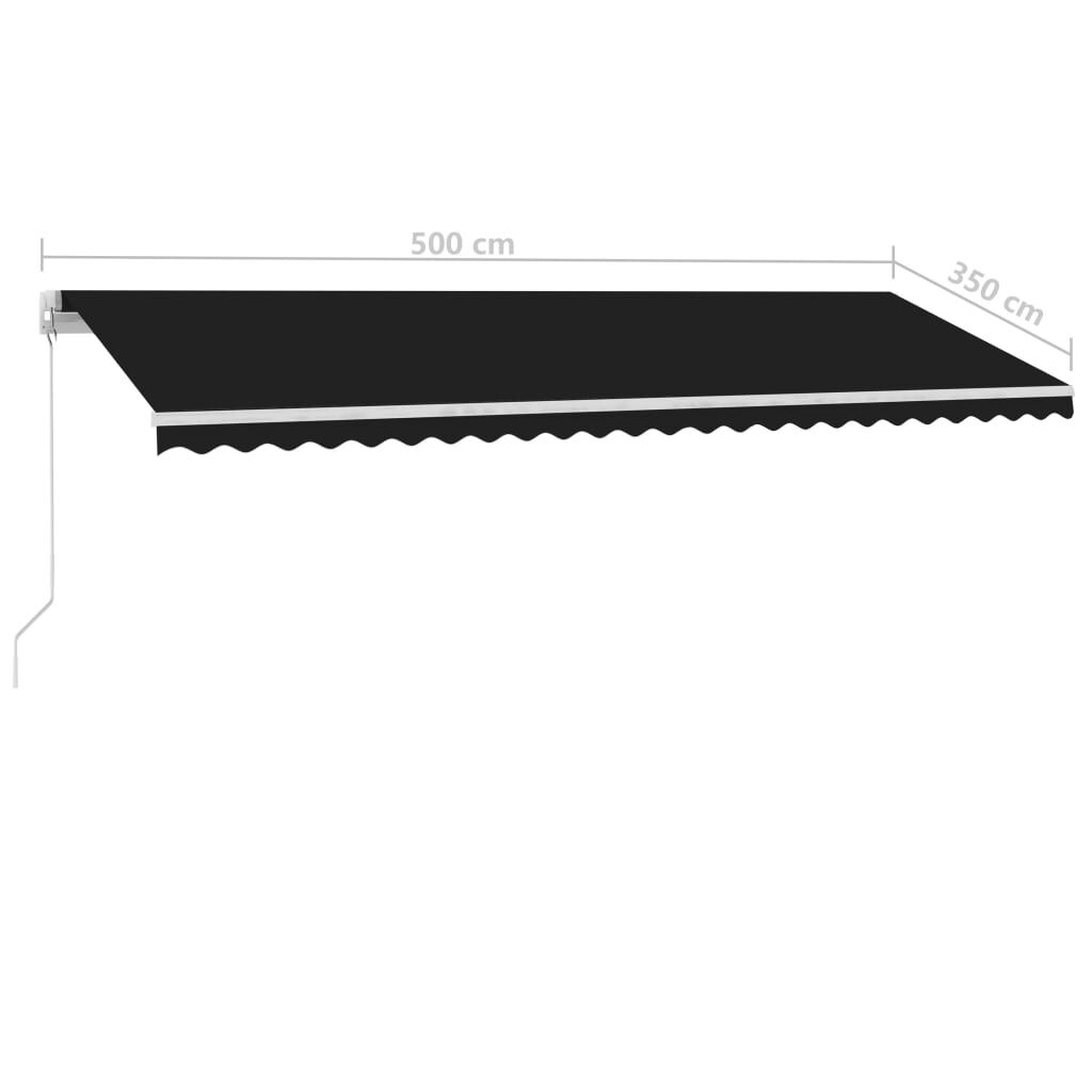 vidaXL Τέντα Συρόμενη Χειροκίνητη με LED Ανθρακί 500x350 εκ.