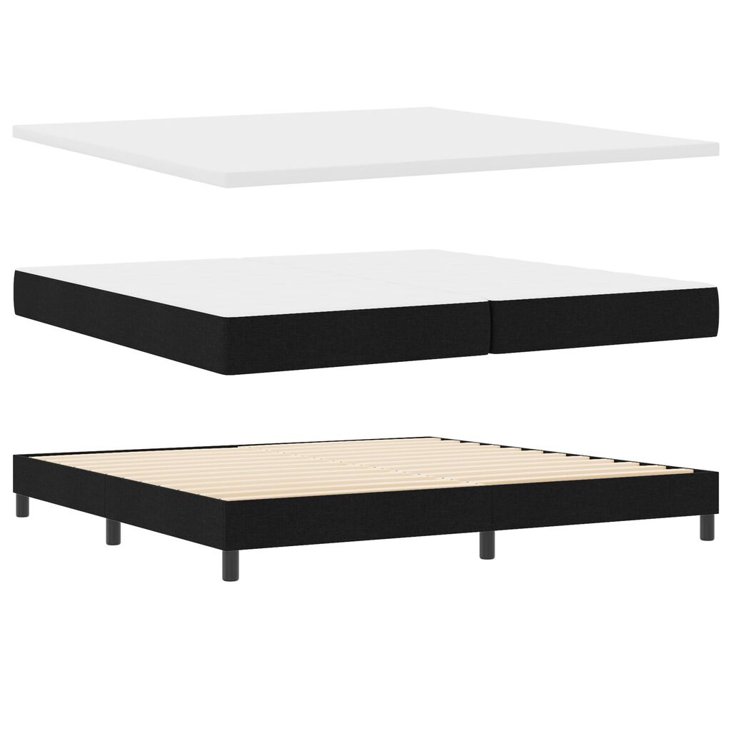 vidaXL Box Spring Κρεβάτι με Στρώμα & LED Μαύρο 200x200 εκ Ύφασμα