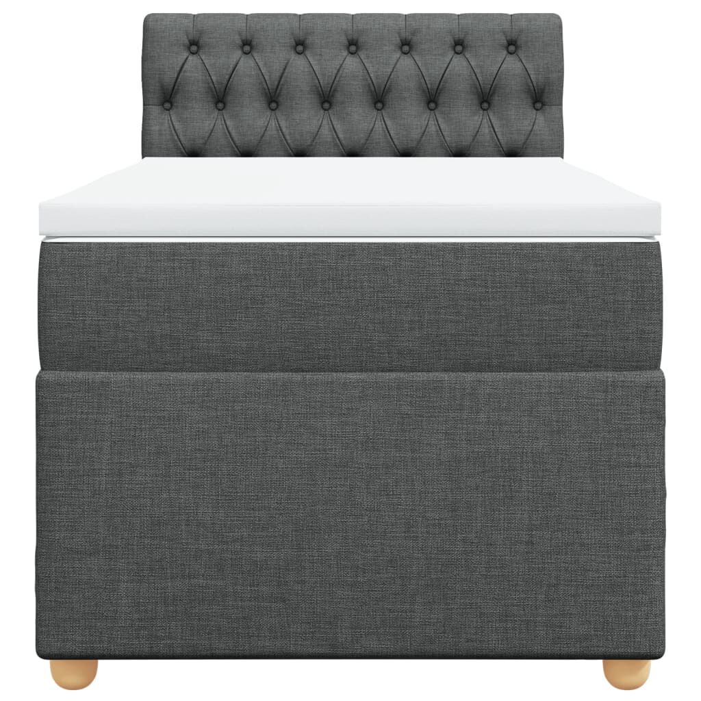 vidaXL Κρεβάτι Boxspring με Στρώμα Σκούρο Γκρι Single Υφασμάτινα