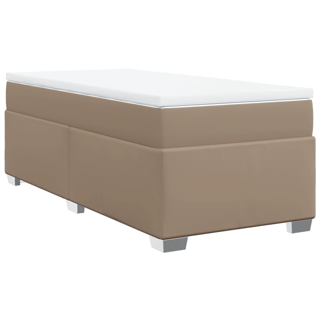 vidaXL Κρεβάτι Boxspring με Στρώμα Καπουτσίνο 90x190εκ.από Συνθ. Δέρμα