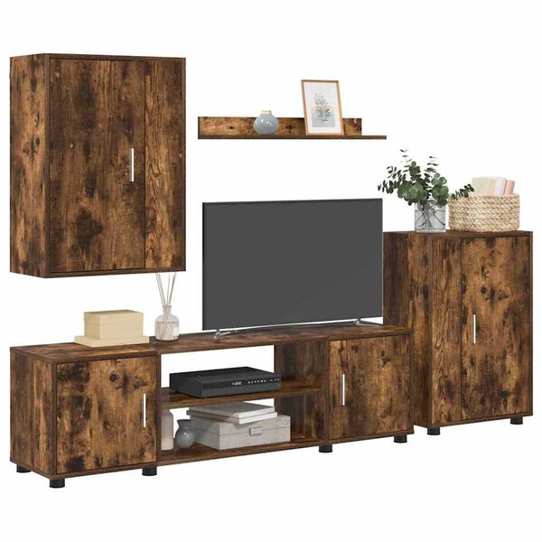 vidaXL Σετ 4 τεμαχίων για ντουλάπα τηλεόρασης 4 pcs Καπνιστή δρυς