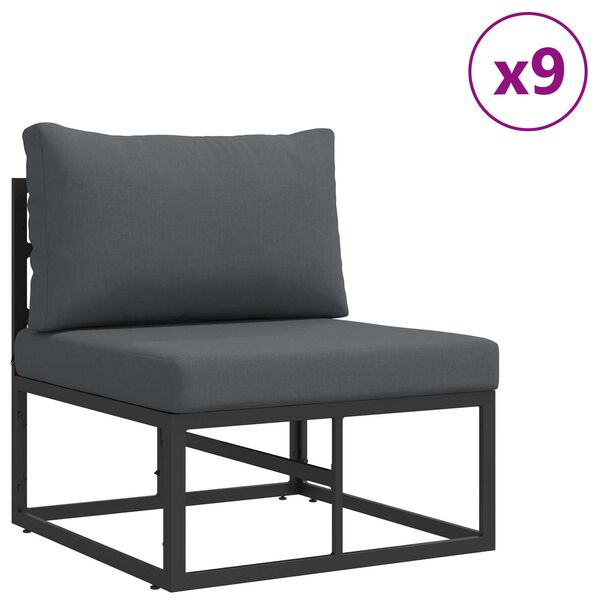 vidaXL Σετ Καναπέ Κήπου 12 pcs Μαύρο 70 x 70 x 32 εκ Αλουμίνιο