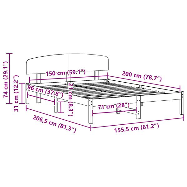 vidaXL Κρεβάτι με Κεφαλάρι 150x200 εκ Μασίφ Ξύλο Πεύκο