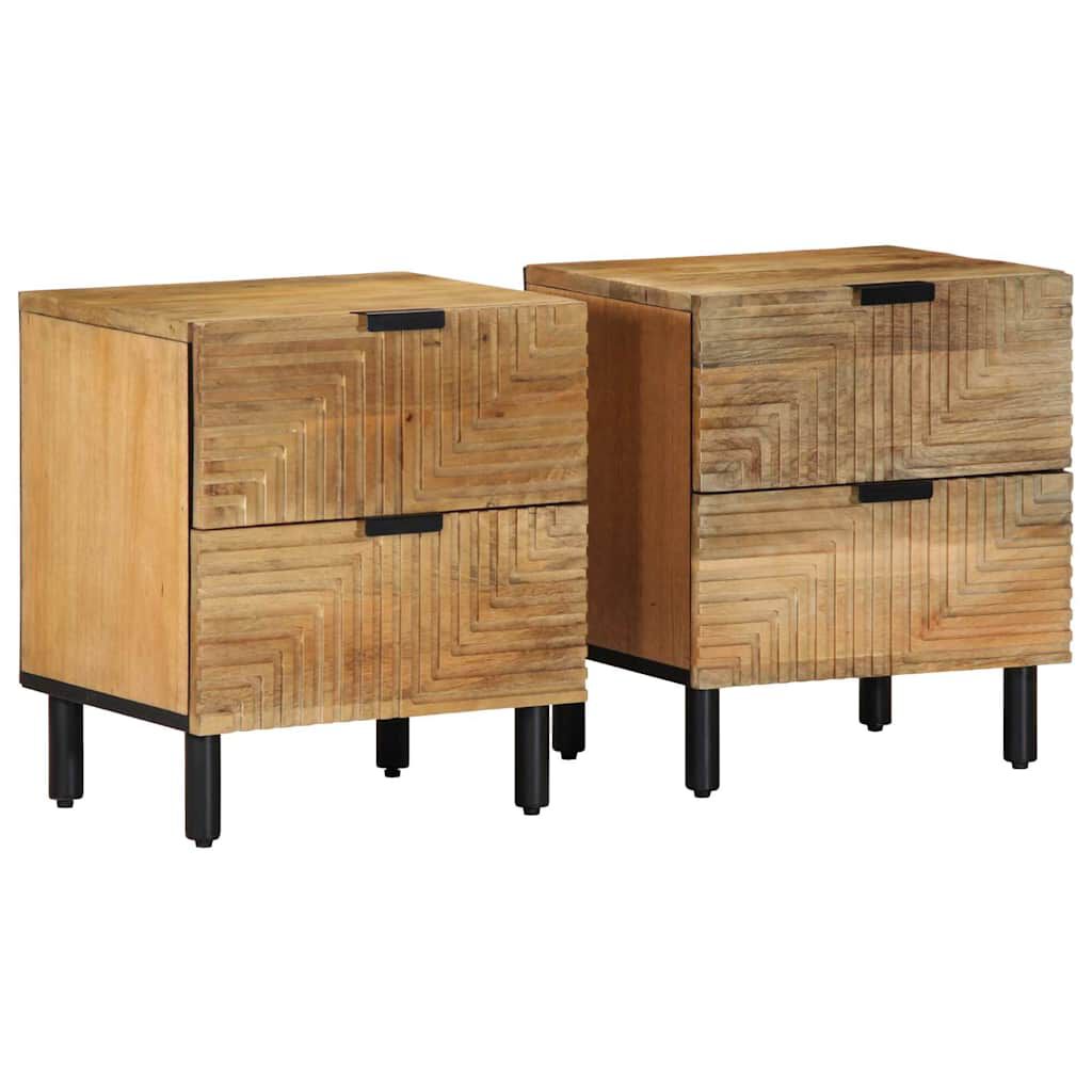 vidaXL Κομοδίνα 2 τεμάχια καφέ 40x33x46 cm από μασίφ ξύλο Mango