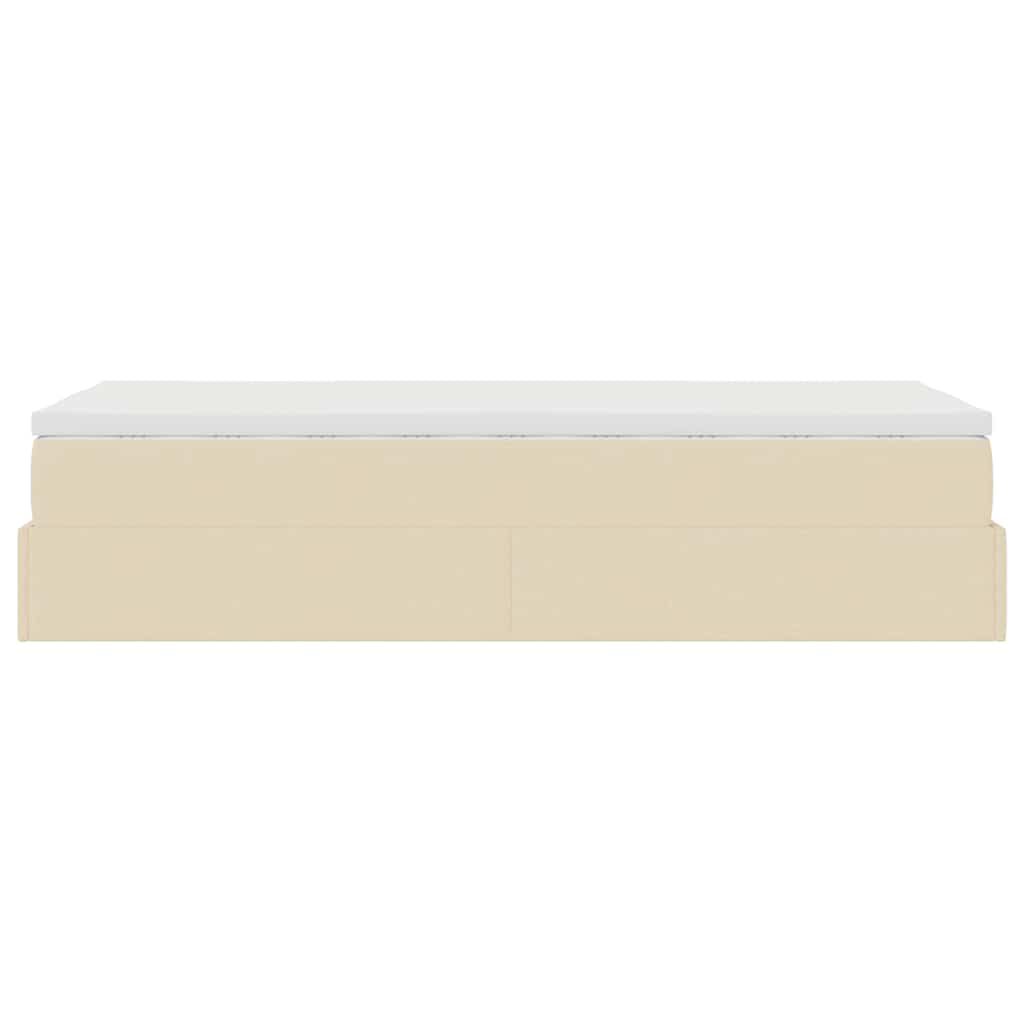vidaXL Οθωμανικό κρεβάτι με στρώμα Cream 90x200cm ύφασμα