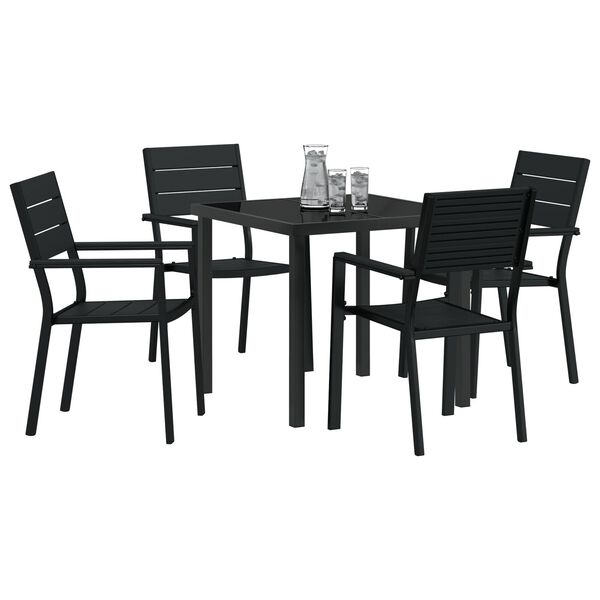 vidaXL Σετ Κήπου 5 Τεμαχίων Μαύρο HDPE