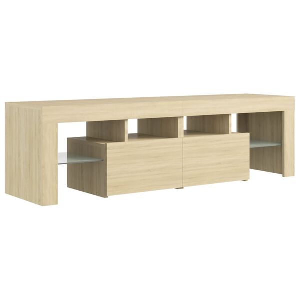 vidaXL Έπιπλο Τηλεόρασης με LED Sonoma Δρυς 140 x 36,5 x 40 εκ.