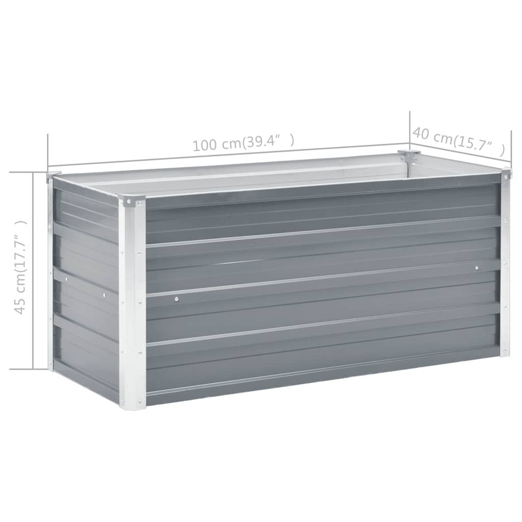 vidaXL Ζαρντινιέρα Υπερυψωμένη Γκρι 100x40x45 εκ. Γαλβανισμ. Χάλυβας