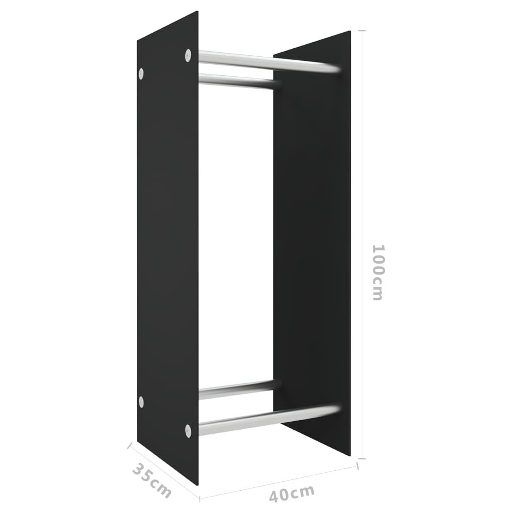 vidaXL Ράφι Καυσόξυλων Μαύρο 40 x 35 x 100 εκ. από Ψημένο Γυαλί