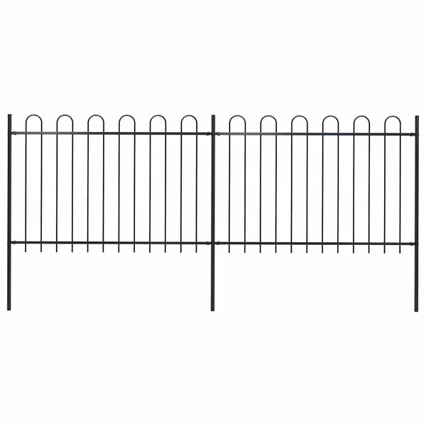 vidaXL Φράχτης Κήπου με Κορυφή από Ατσάλι 359 x 120 εκ. Μαύρος