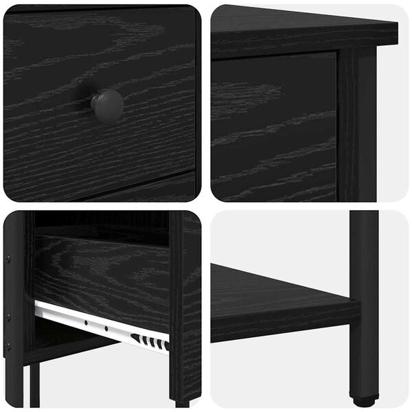 vidaXL Κομοδίνο 2 pcs Μαύρη δρυς 32 x 42 x 70 εκ Επεξεργασμένο ξύλο