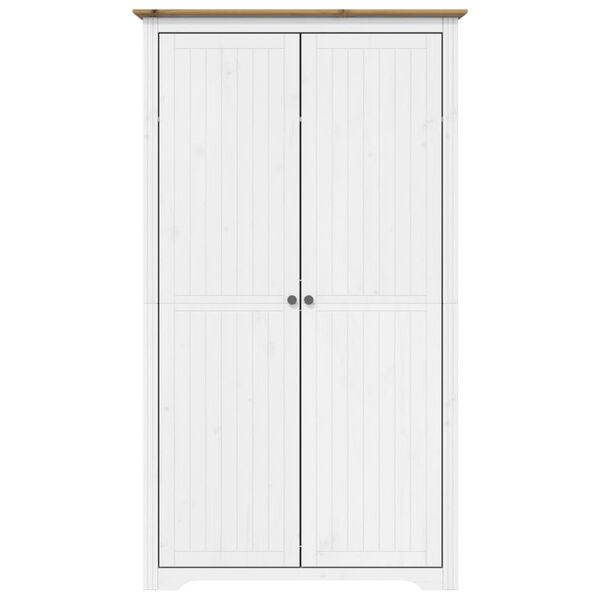 vidaXL Ντουλάπα BODO Λευκή/Καφέ 99x53,5x173 εκ. Μασίφ Ξύλο Πεύκου
