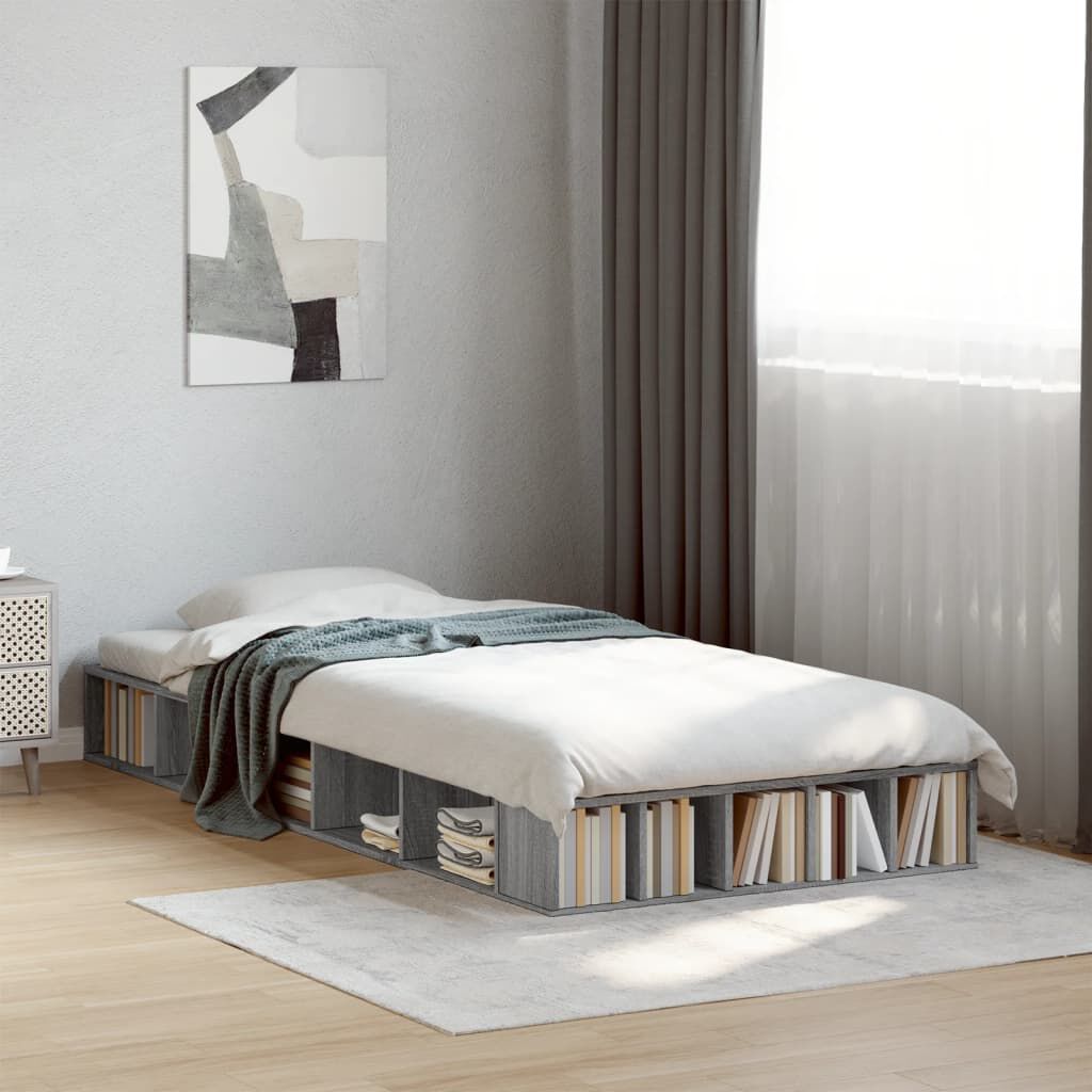 vidaXL Πλαίσιο Κρεβατιού Γκρι Sonoma 75x190 εκ. Επεξεργασμένο Ξύλο