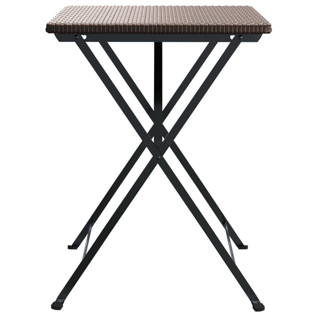 vidaXL Τραπέζι Bistro Πτυσσόμενο Καφέ 55x54x71 εκ. από Συνθετικό Ρατάν