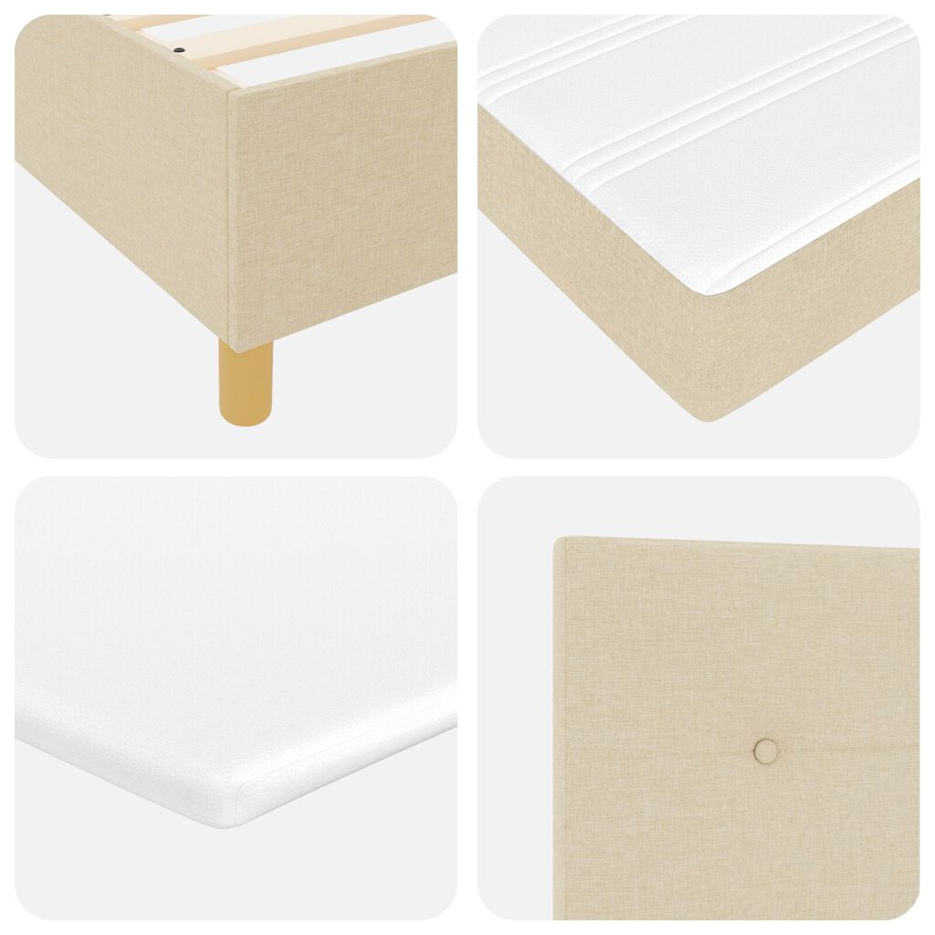 vidaXL Κρεβάτι με Ελατήριο και Στρώμα Κρεμ 100x200 cm Υφασμα