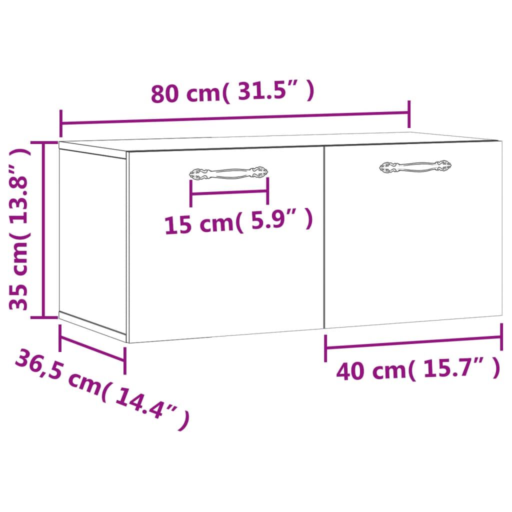 vidaXL Ντουλάπι Τοίχου Γκρι Sonoma 80x36,5x35 εκ. Επεξεργασμένο Ξύλο