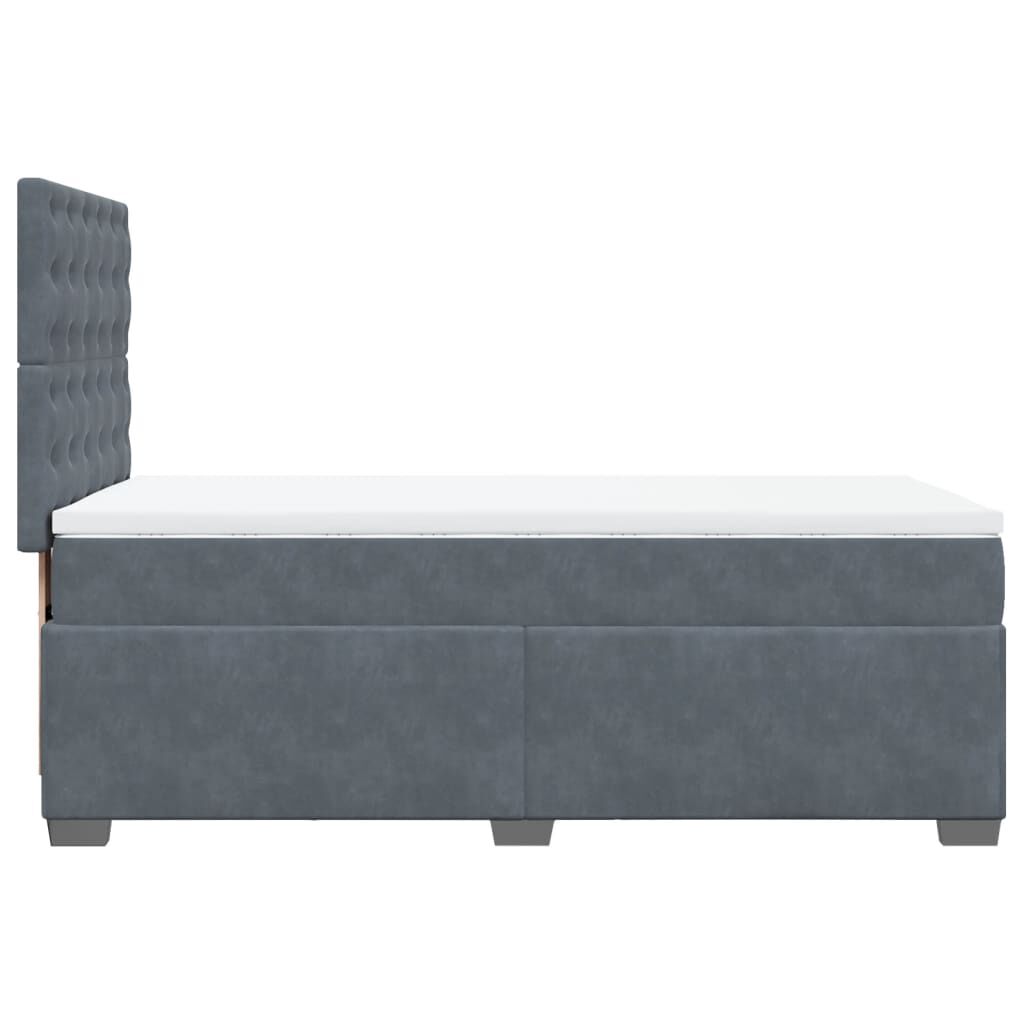 vidaXL Κρεβάτι Boxspring με Στρώμα Σκούρο Γκρι 80x200 εκ. Βελούδινο