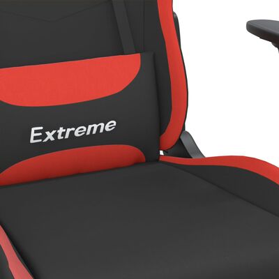 vidaXL Καρέκλα Μασάζ Gaming Μαύρο και Κόκκινη Ύφασμα με Υποπόδιο