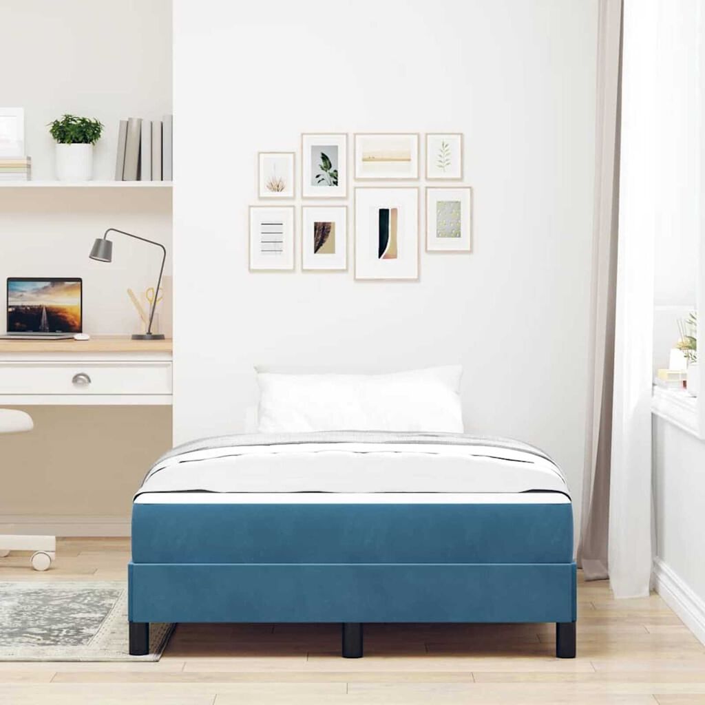 vidaXL Κρεβάτι box spring με στρώμα Σκούρο Μπλε 120 x 190 cm Βελούδο