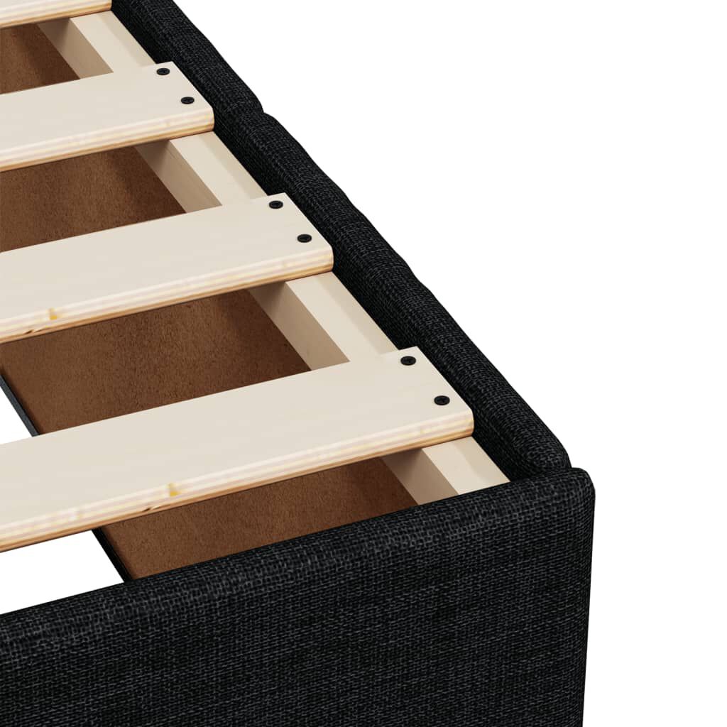 vidaXL Κρεβάτι Boxspring με Στρώμα Μαύρο 140x190 εκ. Υφασμάτινο