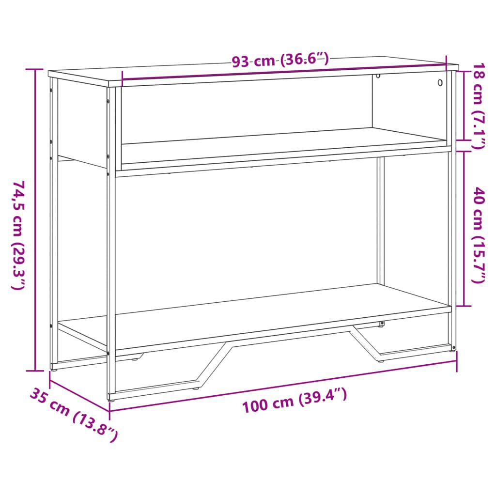 vidaXL Τραπέζι Κονσόλα Sonoma Δρυς 100x35x74,5 εκ. Επεξεργασμένο Ξύλο