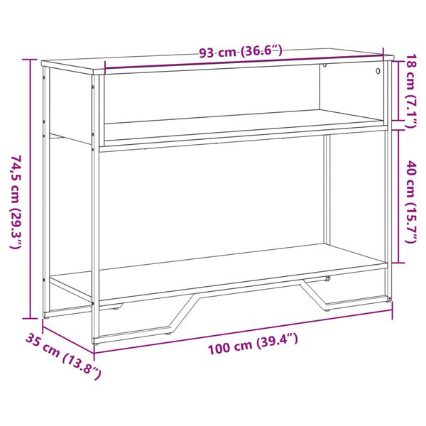 vidaXL Τραπέζι Κονσόλα Sonoma Δρυς 100x35x74,5 εκ. Επεξεργασμένο Ξύλο