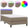 vidaXL &Kappa;&rho;&epsilon;&beta;ά&tau;&iota; Boxspring &mu;&epsilon; &Sigma;&tau;&rho;ώ&mu;&alpha; & LED Taupe 90x200 &epsilon;&kappa;. &Upsilon;&phi;&alpha;&sigma;&mu;ά&tau;&iota;&nu;&omicron;