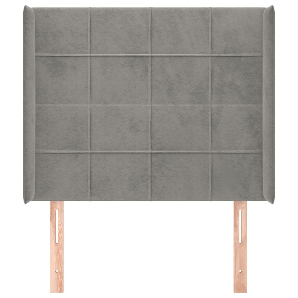 vidaXL Κεφαλάρι με Πτερύγια Ανοιχτό Γκρι 93x16x118/128 εκ. Βελούδινο