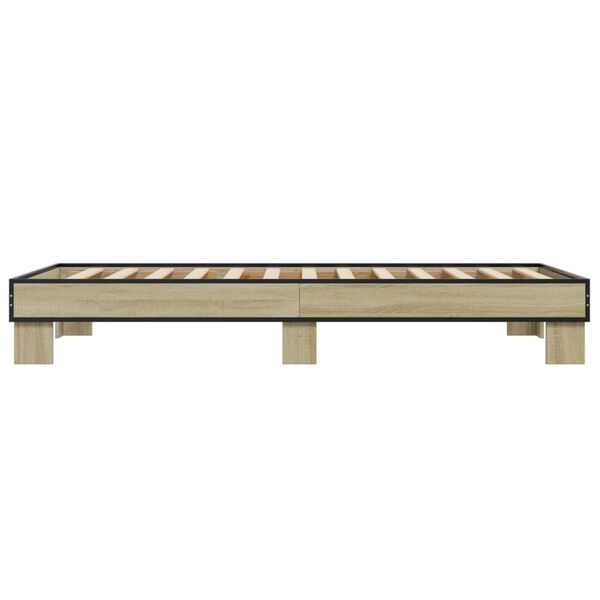 vidaXL Πλαίσιο Κρεβατιού Sonoma Δρυς 75 x 190 εκ. Επεξ. Ξύλο & Μέταλλο